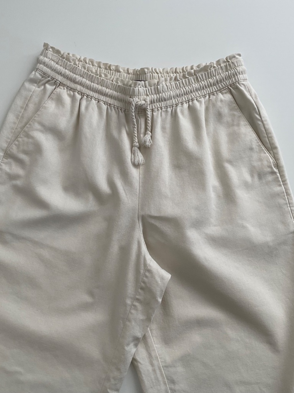 J.Crew Linen Blend Wide Leg Drawstring Pants Sz S Off White Boho Chic Coastal - Picture 3 of 11